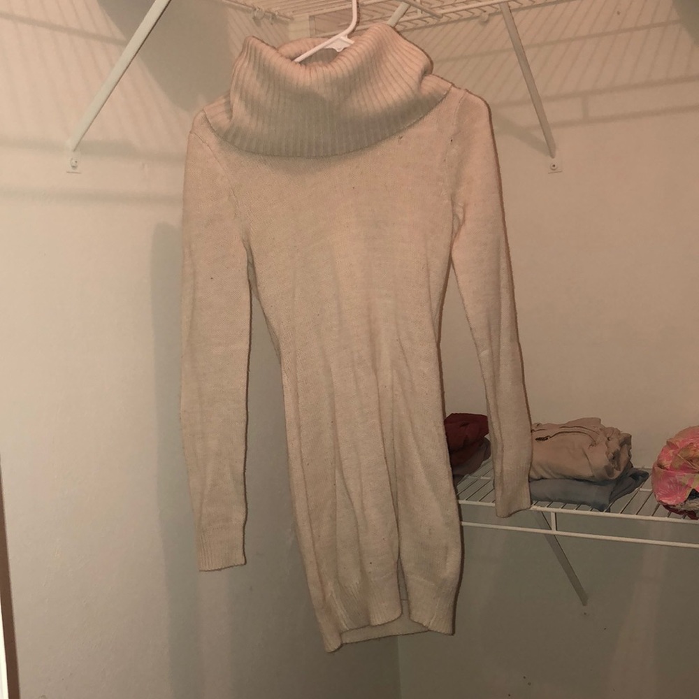 H&M Cream Cowl-neck Sweater Dress